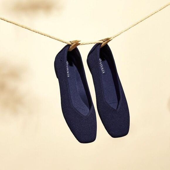 Vivaia Square-Toe V-Cut Flats (Margot 2.0) Navy Blue Size 43 US 11 $129.00 - Picture 8 of 14